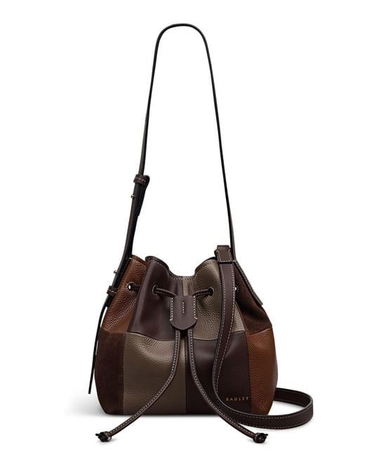 Radley Brown York Mews Patchwork Mini Drawstring Shoulder Bag