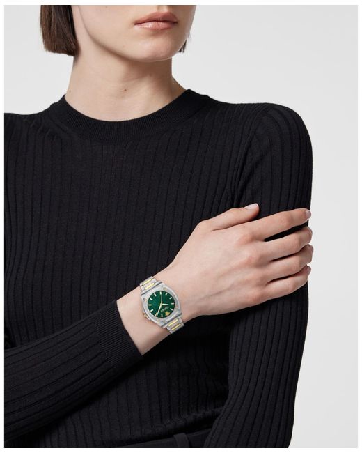 Versace Green Greca Pulse Two Tone Bracelet Watch