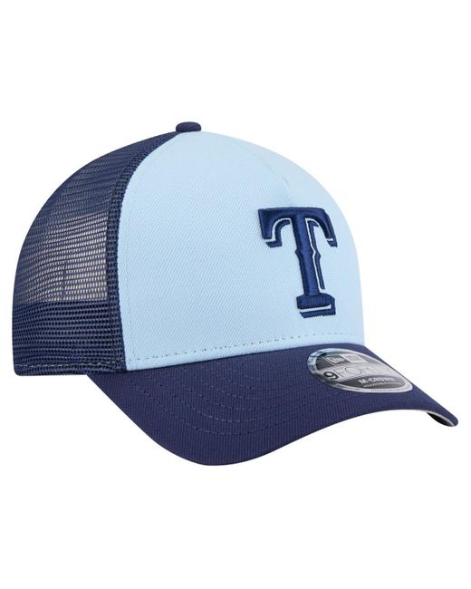 KTZ Light Blue/navy Texas Rangers 2-tone Color Pack 9forty M-crown A-frame Adjustable Hat for men