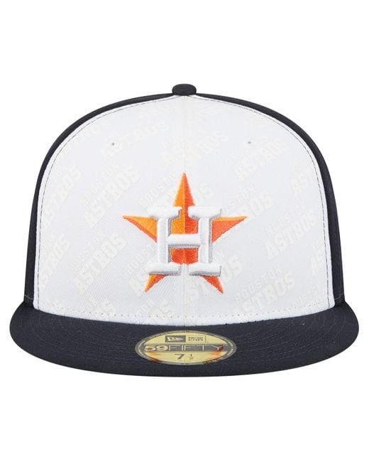 KTZ Blue White/navy Houston Astros Repeat 59fifty Fitted Hat for men