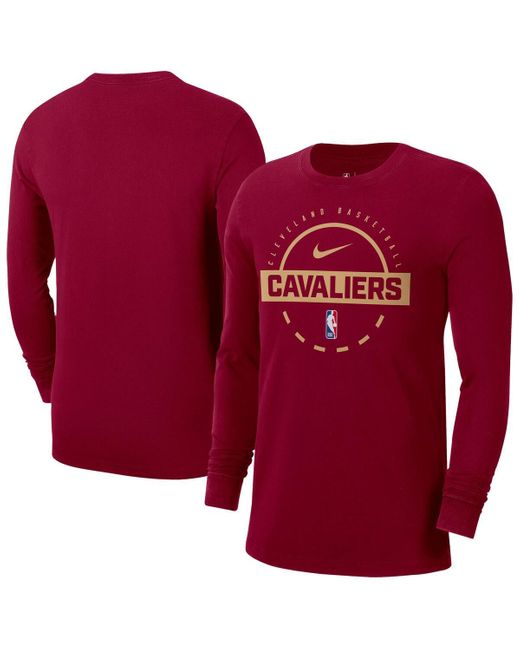 Nike Red Cleveland Cavaliers Authentic Long Sleeve Practice T-shirt for men