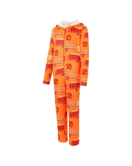Concepts Sport Orange Tampa Bay Buccaneers Throwback Roadway Allover Print Microfleece Full-zip Union Suit