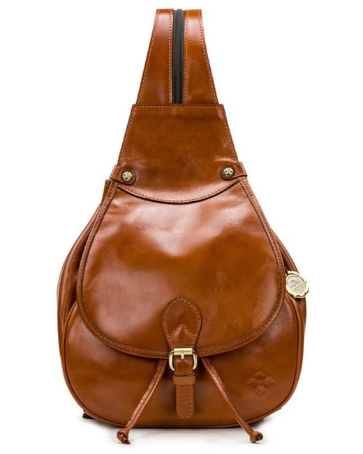 Patricia Nash Brown Itala Saddle Sling Leather Backpack