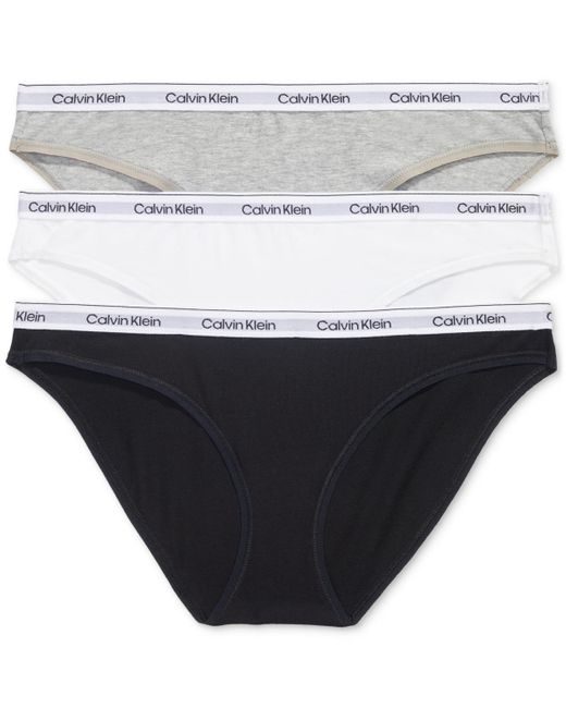 Calvin Klein White 3-pk. Modern Logo Low-rise Bikini Underwear Qd5207