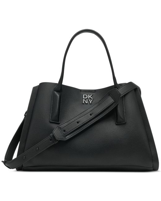 DKNY French Grain Leather Medium Shopper Tote - Black Pebbled Leather Bag With Gold Hardware - View #11