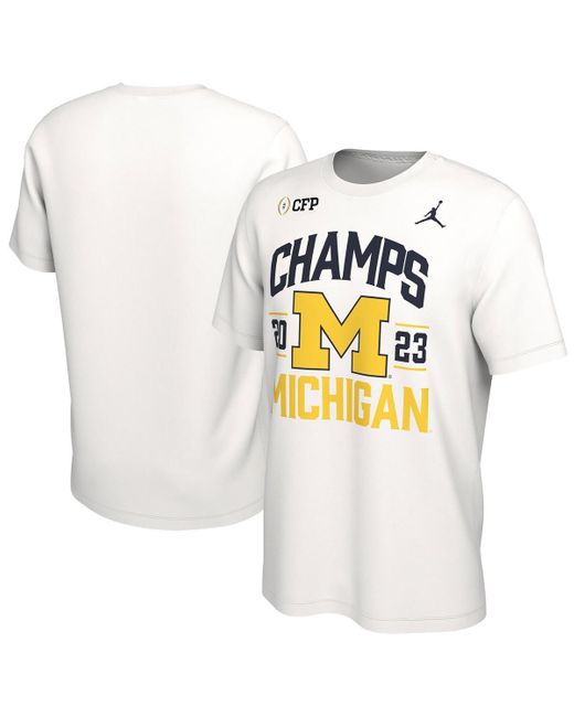 Nike White Michigan Wolverines College Football Playoff 2023 National Champions Retro T-shirt for men