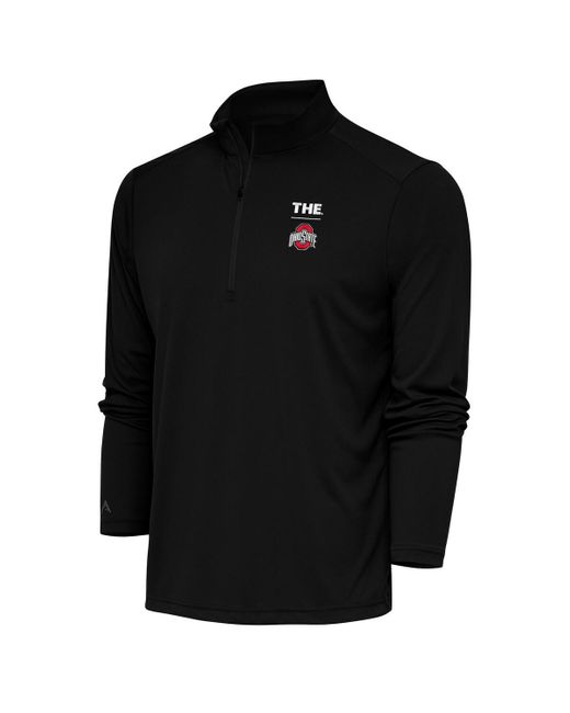 Antigua Black Ohio State Buckeyes The Tribute Quarter-zip Pullover Top for men
