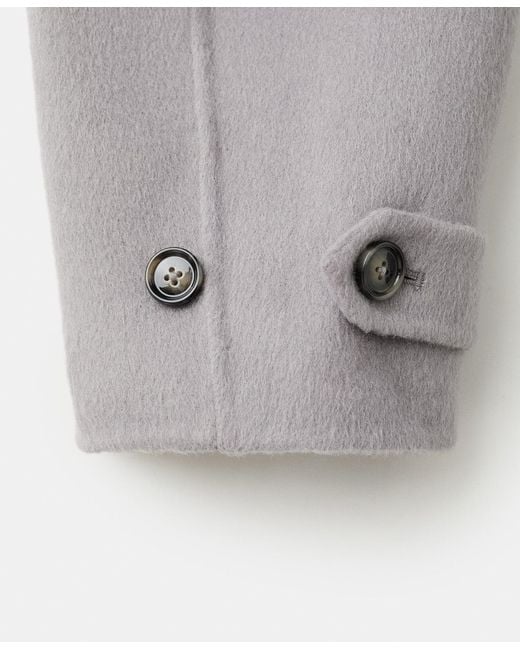 Mango Gray Wool Funnel-neck Jacket