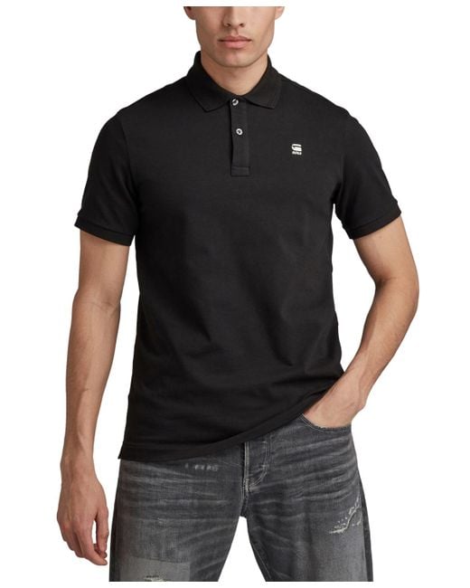G-Star RAW Black Dunda Slim Fit Short-sleeve Logo Polo Shirt for men