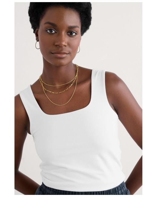 Seasalt Cornwall White Sea Cornwall Cloud Pass Square Neck Tank