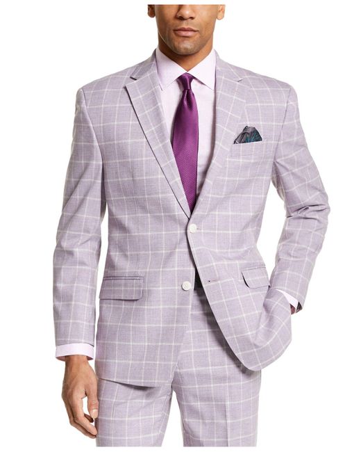 Sean John Purple Classic-fit Suit Separate Jackets for men