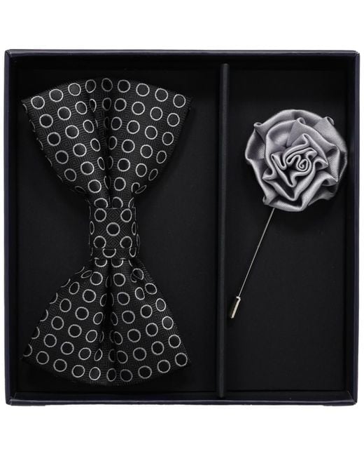 Ben Sherman Black Â 2-piece Pre-tied Bow And Lapel Pin Box Set for men