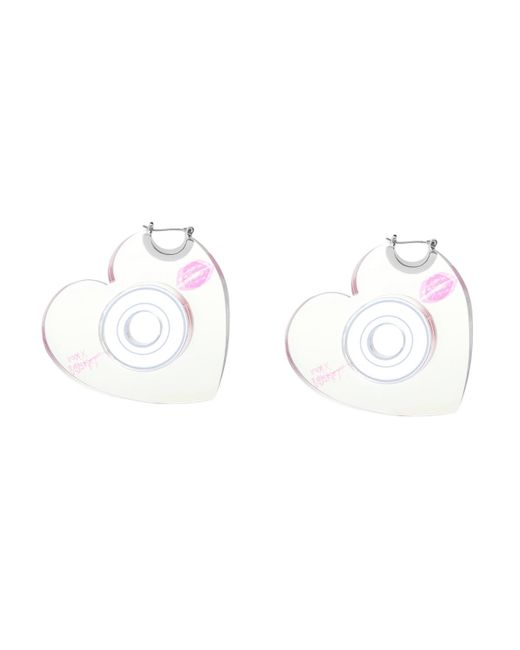 Betsey Johnson Multicolor Straight Heart Cd Hoop Earrings