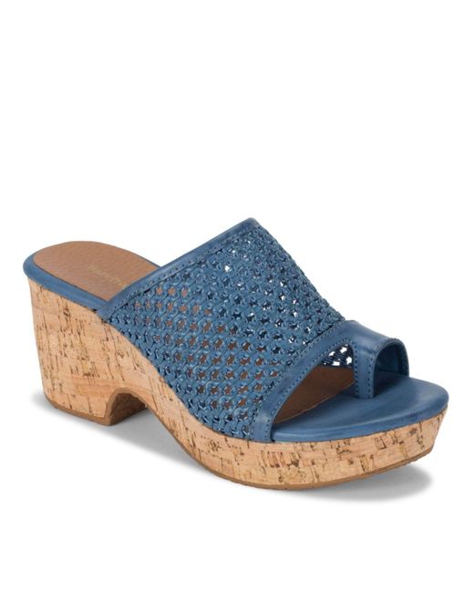 BareTraps Synthetic Bethie Wedge Slide Sandals in Blue - Lyst