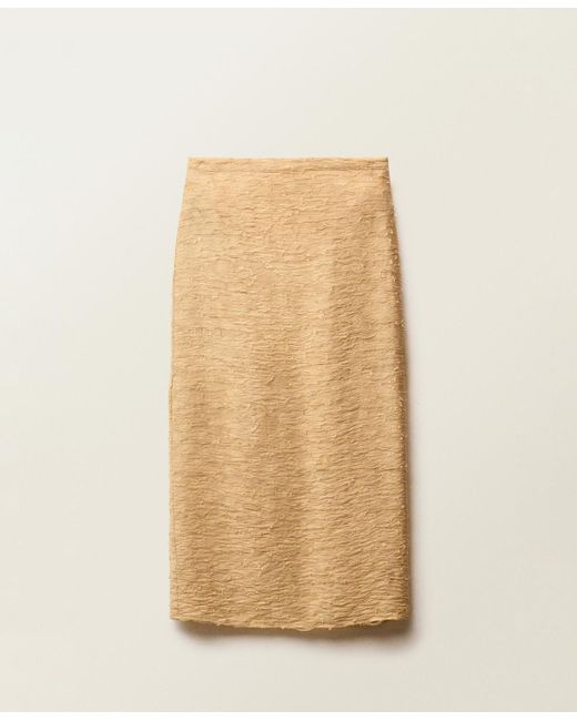 Mango Natural Textured Straight Skirt