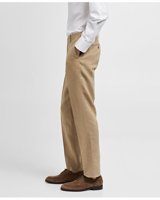 Mango Natural 100% Linen Suit Trousers for men