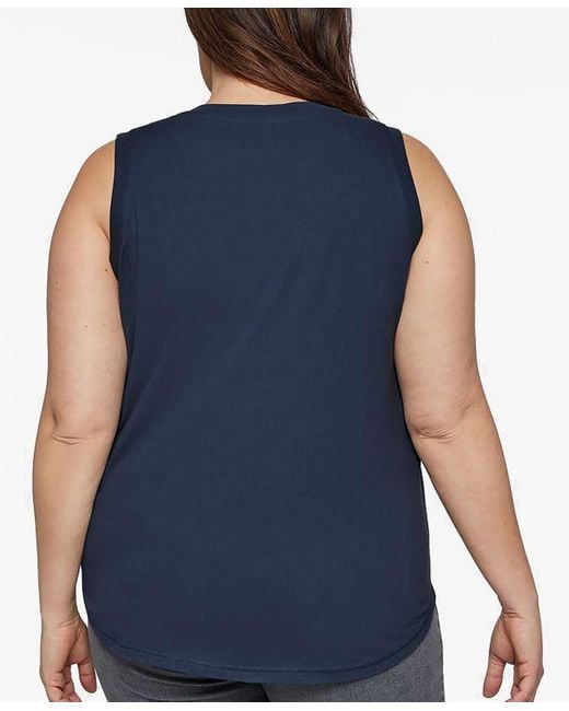 LA Pop Art Blue Plus Size Brooklyn Lips Word Art Tank Top