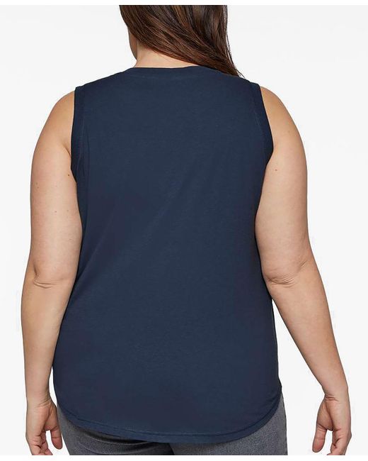 LA Pop Art Blue Plus Size Butterfly Heart Word Art Tank Top