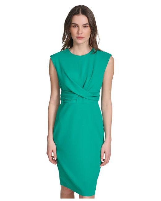 Calvin Klein Green Petite Twist-front Sheath Dress