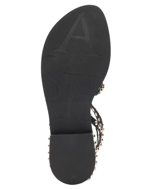 Ash Black Precious Round Toe Flat Sandals