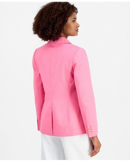 Tahari Pink Embroidered One-button Jacket