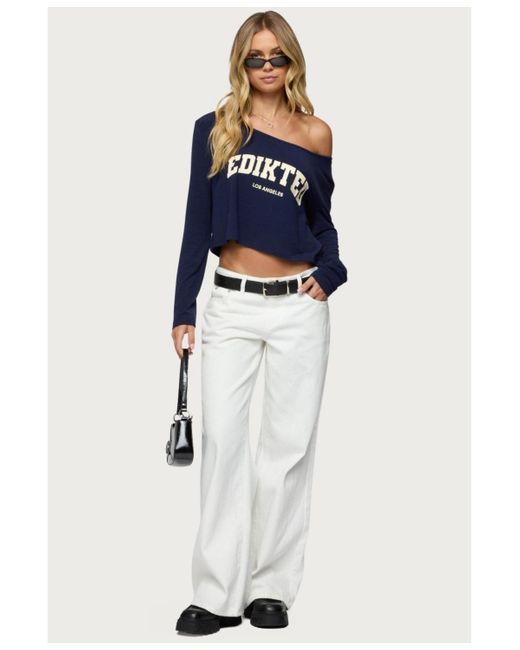 Edikted Blue La Babe Off Shoulder Top