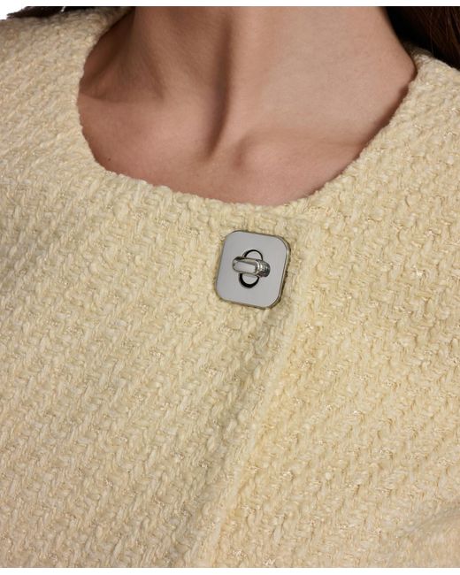 Calvin Klein Natural Long-sleeve Collarless Tweed Jacket