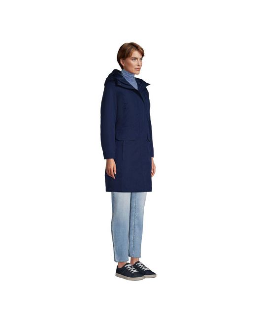 Lands' End Petite Waterproof Insulated Raincoat in Blue Lyst