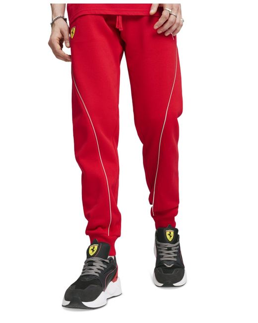 PUMA Red Ferrari Race Regular-fit Contrast Piped Fleece Sweatpants for men