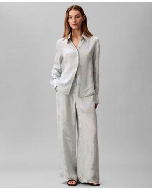 Calvin Klein Gray Button Down Pull On Pants