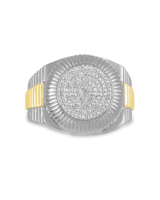Macy's Metallic Diamond Two-tone Circle Cluster Style Ring (1/10 Ct. T.w. for men