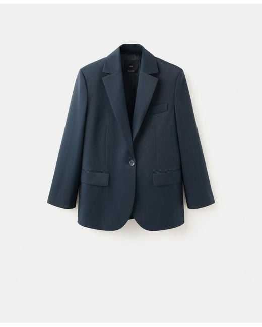 Mango Blue Flap Pockets Straight Blazer