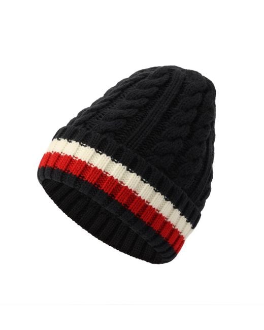 Tommy Hilfiger Black Cable Global Cuff Beanie for men