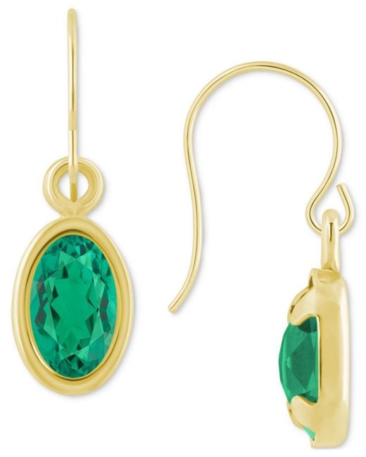 Macy's Green Oval Gemstone Drop Earrings