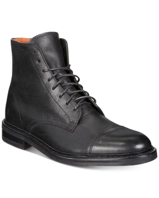 Frye Black Men's Seth Cap-toe Lace-up Boots for men