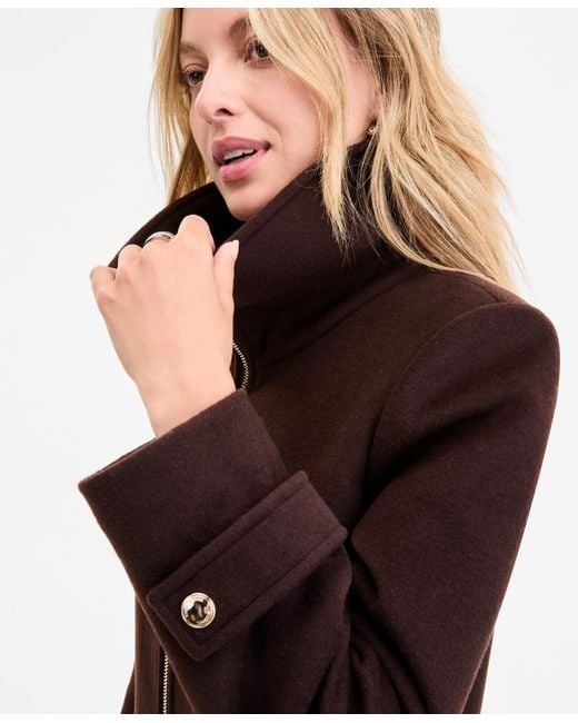 Michael Kors Brown Michael Collared Zip-front Coat