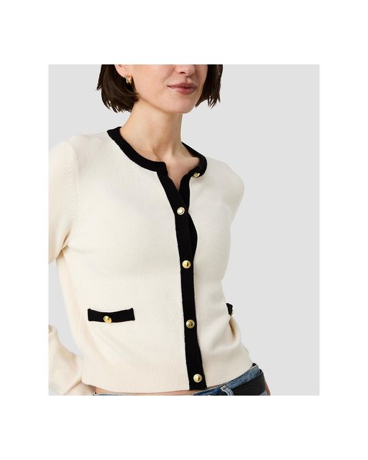 French Connection White Button-front Fitted Cardigan