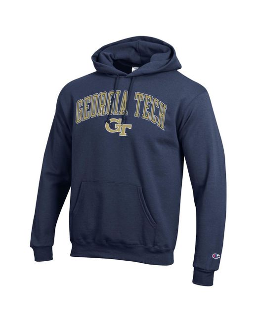 Champion Blue Georgia Tech Yellow Jackets Arch Over Logo Pullover Hoodie for men