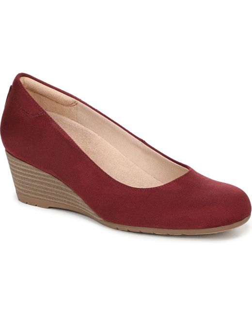 Dr. Scholls Red Be Flex Round Toe Wedge Pumps