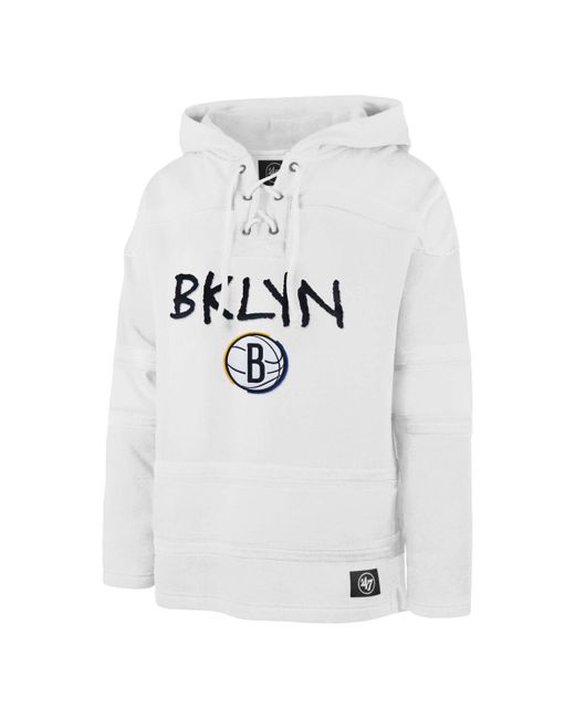 '47 Brooklyn Nets 2022/23 Pregame Mvp Lacer Pullover Hoodie in White