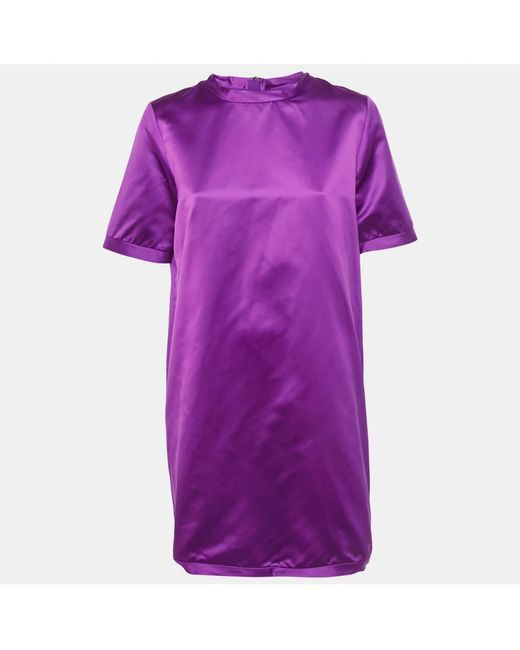 Pre-owned Burberry Purple Satin Shift Dress