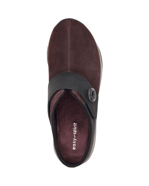Easy Spirit Brown Edline Button Strap Slip-on Mules