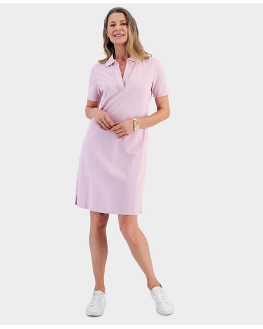 Style & Co. Pink Cotton Polo Dress