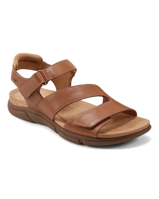 Easy Spirit Brown Mavey Round Toe Strappy Casual Sandals
