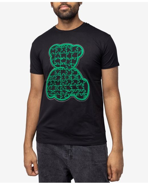 Xray Jeans X-ray Stone Tee Green Pattern Outline Bear for men
