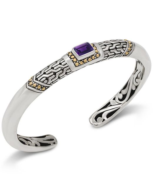 DEVATA Metallic Amethyst & Bali Cuff Bracelet