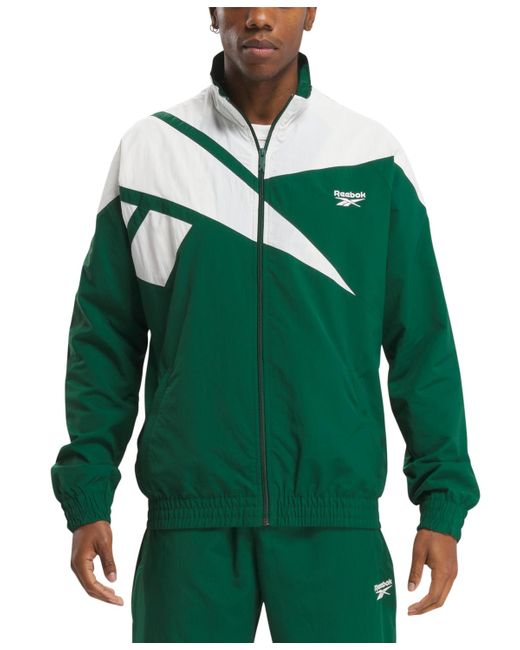 Reebok Green Classics Vector Regular-fit Logo Colorblocked Full-zip Track Jacket for men