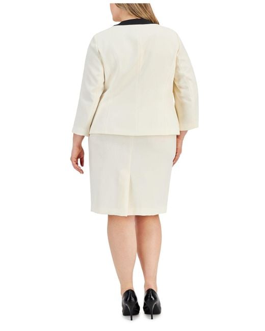 Le Suit Plus Size Tweed Framed Four-pocket Skirt Suit in White | Lyst