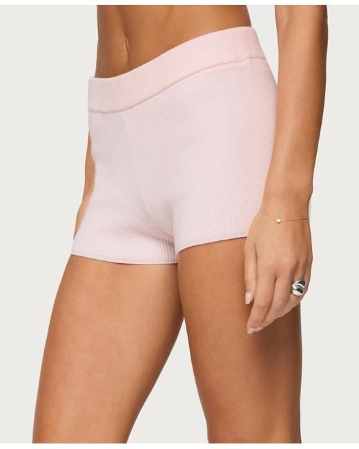 Edikted Pink Lorie Ribbed Knit Shorts