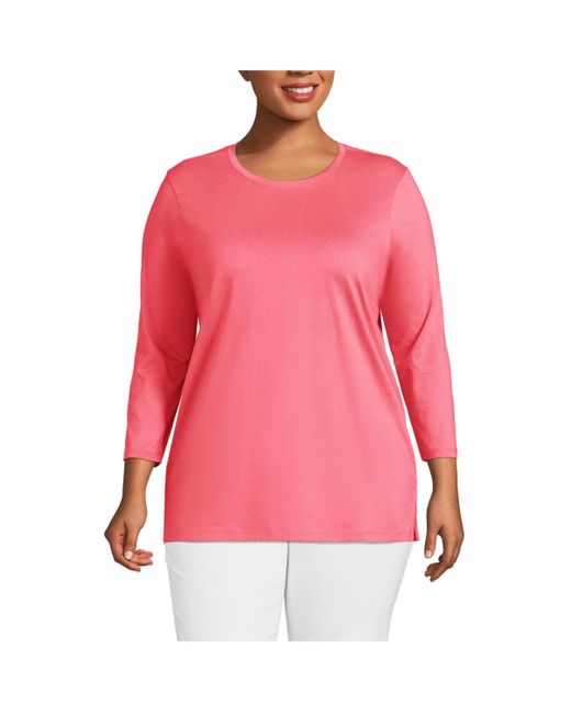 Lands' End Pink Plus Size Supima Crew Neck Tunic